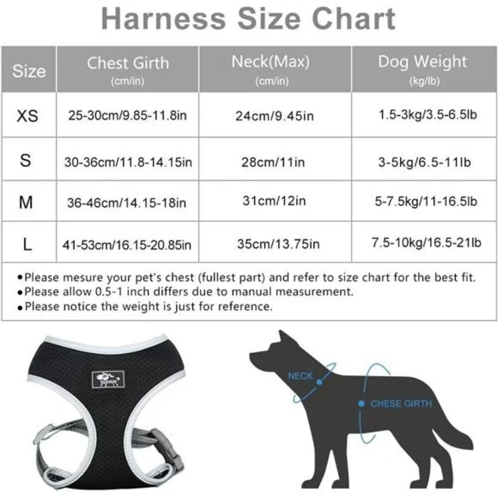 Puppy Harness and Leash Set - Dog Vest Harness for Small Dogs Medium Dogs